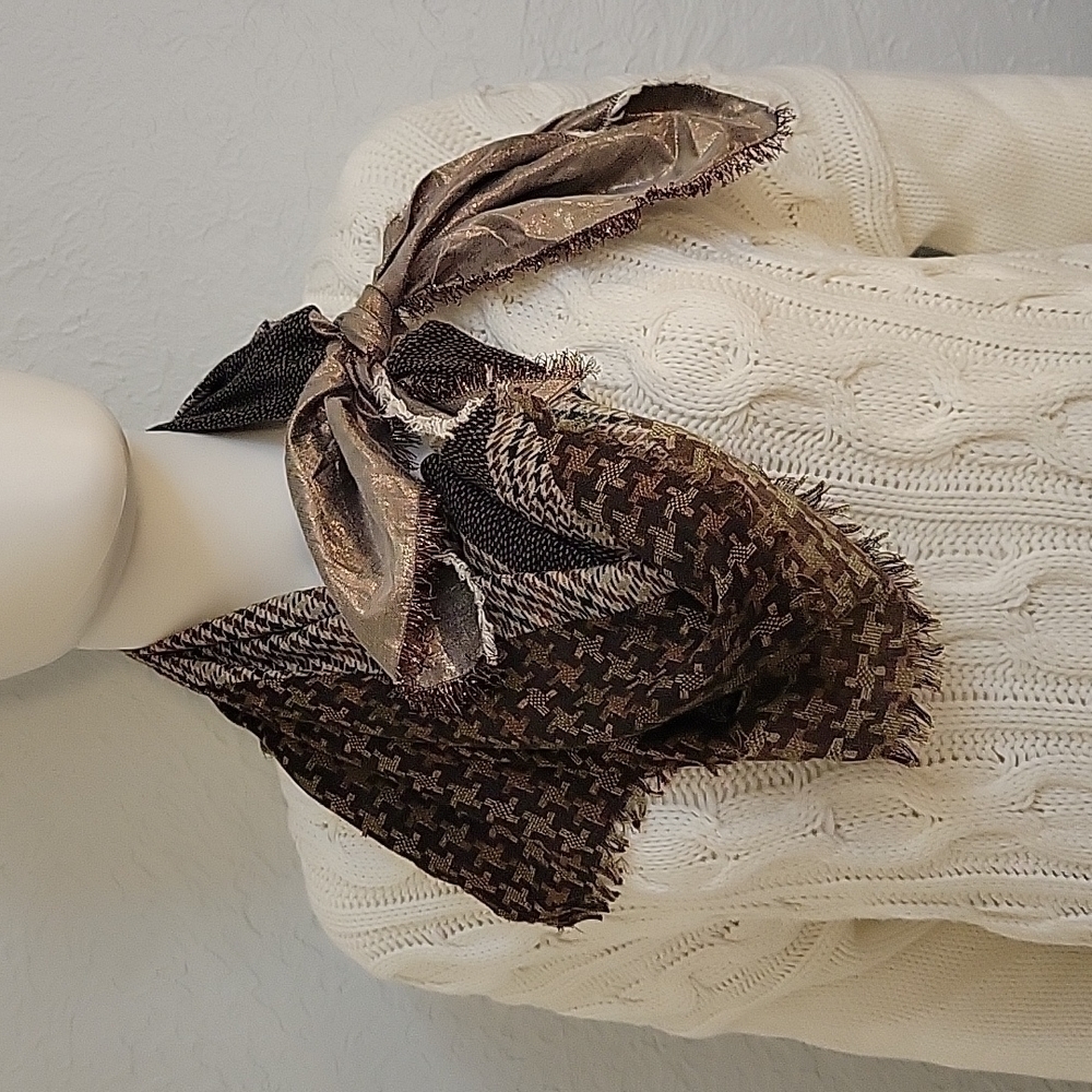 Echo Houndstooth Patchwork Preppy Academia Scarf - image 4